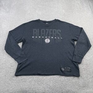 Portland Trailblazers Shirt‎ Mens XL Grey UNK Thermal Waffle Knit Long Sleeve